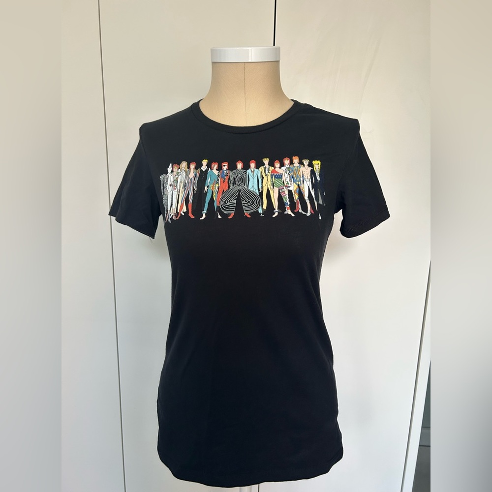 David Bowie print, fitted t-shirt, black, Small